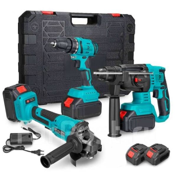 Набор аккумуляторного инструмента,3 в 1 ушм,болгарка,перфоратор,Makota