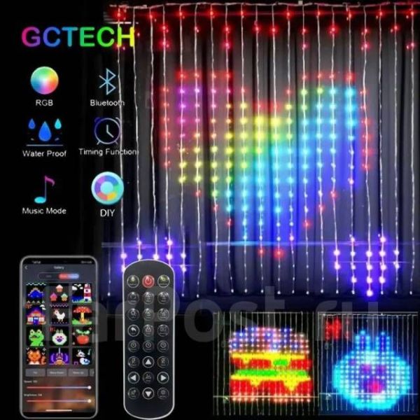 Светодиодная умная гирлянда штора,занавес,bluetooth,дождь,роса 3Х3М