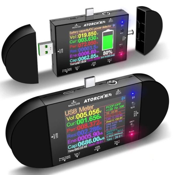 Цифровой USB тестер,вольтметр,амперметр,Bluetooth,Atorch U24