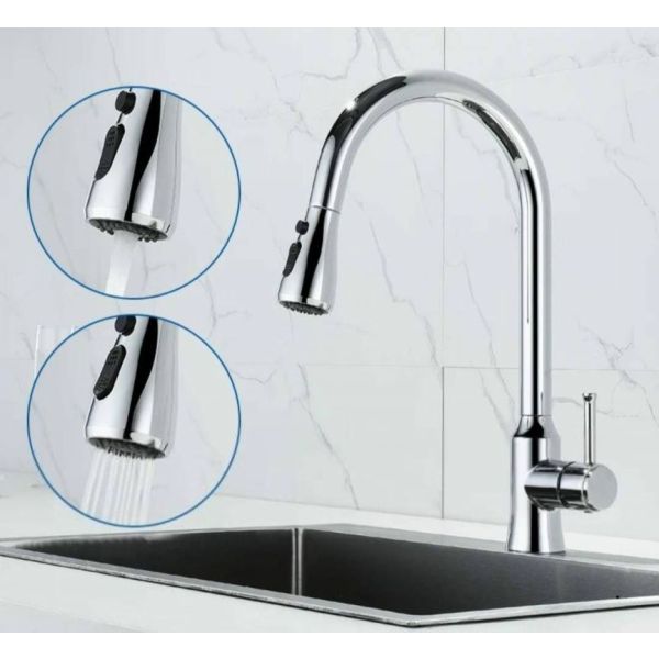 Смеситель для кухни с выдвижной лейкой.