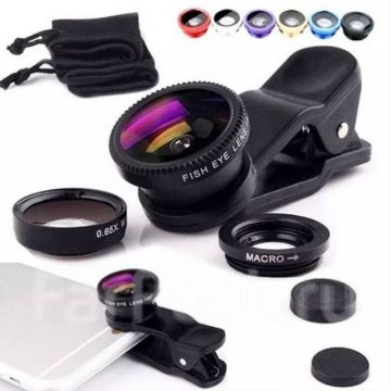 Объектив для смартфона универсальный Fisheye,рыбий глаз макро линза