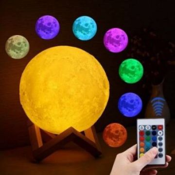 Ночник-светильник-лампа 3D луна галактика ,12 см с пультом