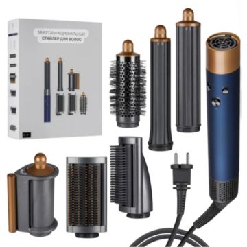 Фен-стайлер(Dyson)Дайсон 6 насодок, профессиональный. Розовый, фиолетовый