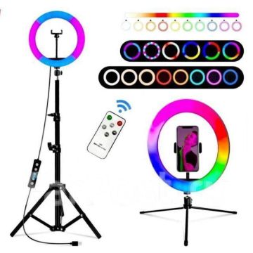 Кольцевая цветная лампа,кольцо для селфи 36см + штатив
