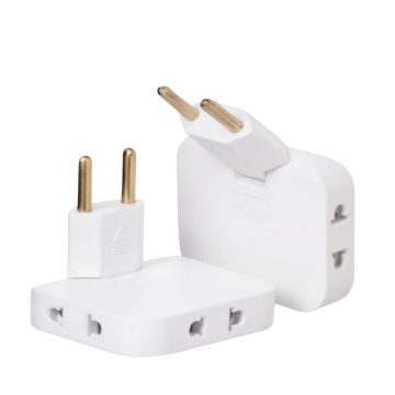 Тройник в розетку поворотный, плоский, на 3 вилки