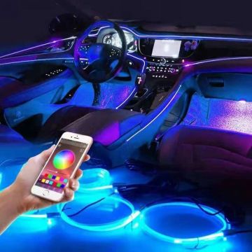 Неон в авто,RGB разноцветный ,неоновая подсветка салона 4 метров