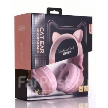 Наушники накладные с ушками кошки Bluetooth Cat Ear BT028C светящиеся