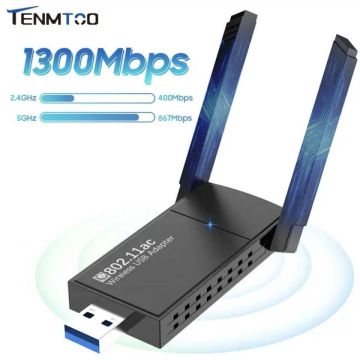 USB 3.0 WiFi адаптер,1300 Мбит/с,сетевая карта,усилитель сигнала