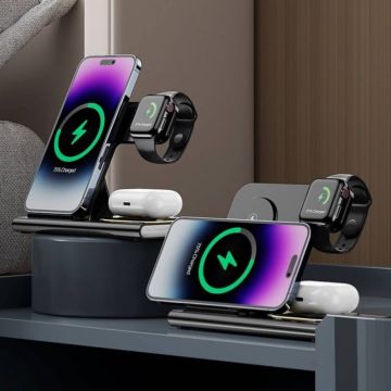 беспроводная зарядная док станция,A80,MagSafe,iPhone,Airpods Apple,4в1