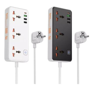 Удлинитель сетевой фильтр на 3 розетки AC8A Storm Hoco,3 USB