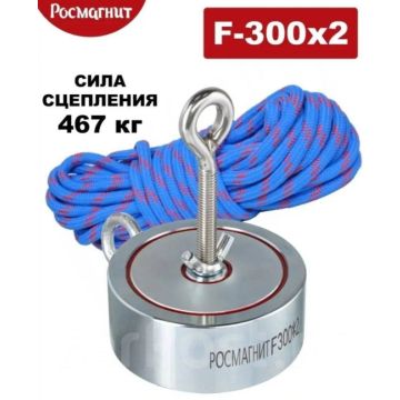 магнит двухсторонний поисковый неодимовый F-300х2,98Х40мм,467КГ