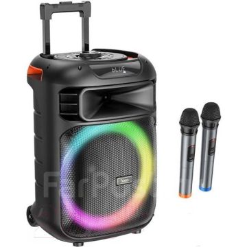 Беспроводная колонка Hoco HA5 (7000 mah,60W) цвет: черный + 2 микрофон