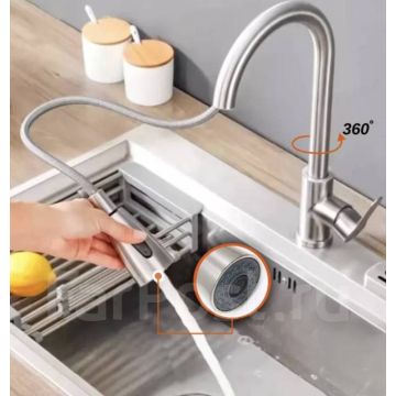 Кухонный смеситель с гибким выдвижным изливом FAUCET Хром