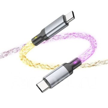 Кабель зарядный с подсветкой Type-C-Type-C,1М,