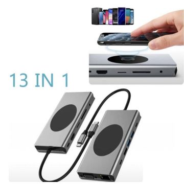 Разветвитель, беспроводная зарядка,хаб,hub TYPE-C to HDTV 13 in 1
