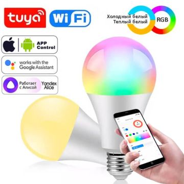 Лампочка умная С Алисой bluetooth LUCKY 9W,Tuya,RGB, WIFI,E27