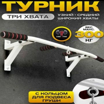 Турник настенный Тренажёр, с кольцом для груши. на стену. До 300кг.
